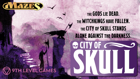 City of Skull banner showing purple clouds and the silhouettes of warriors.